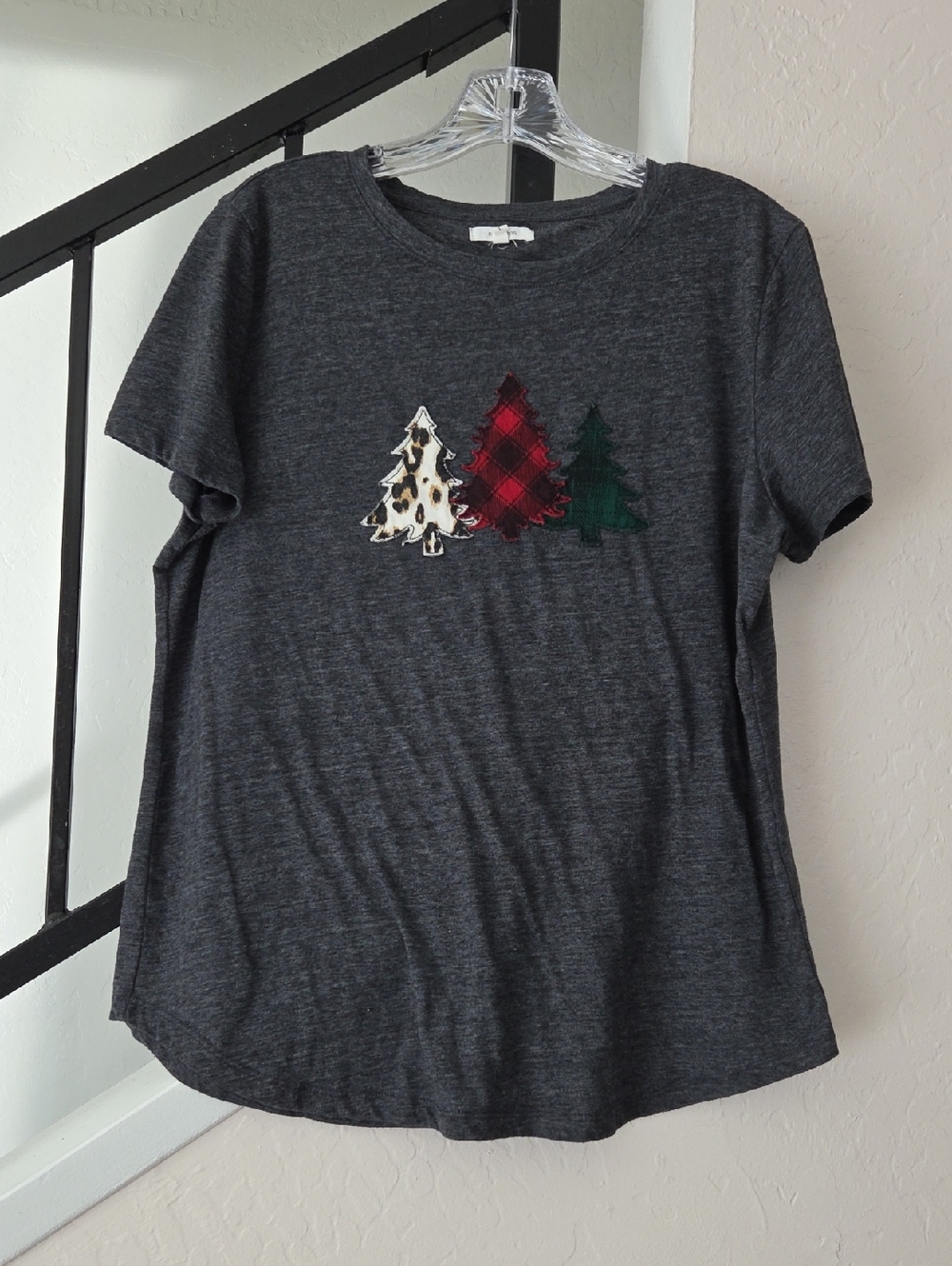 Maurices Charcoal Heather Crewneck Tee W/ 3 Tree Motif
